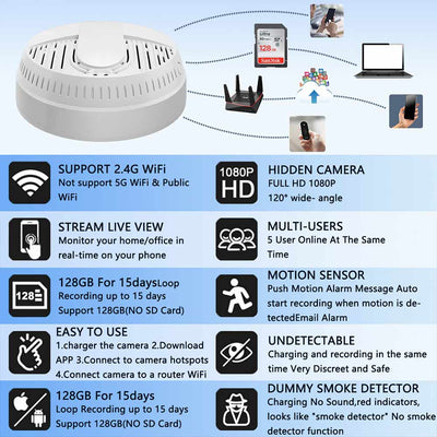 Smoke Detector Camera - WiFi Enabled